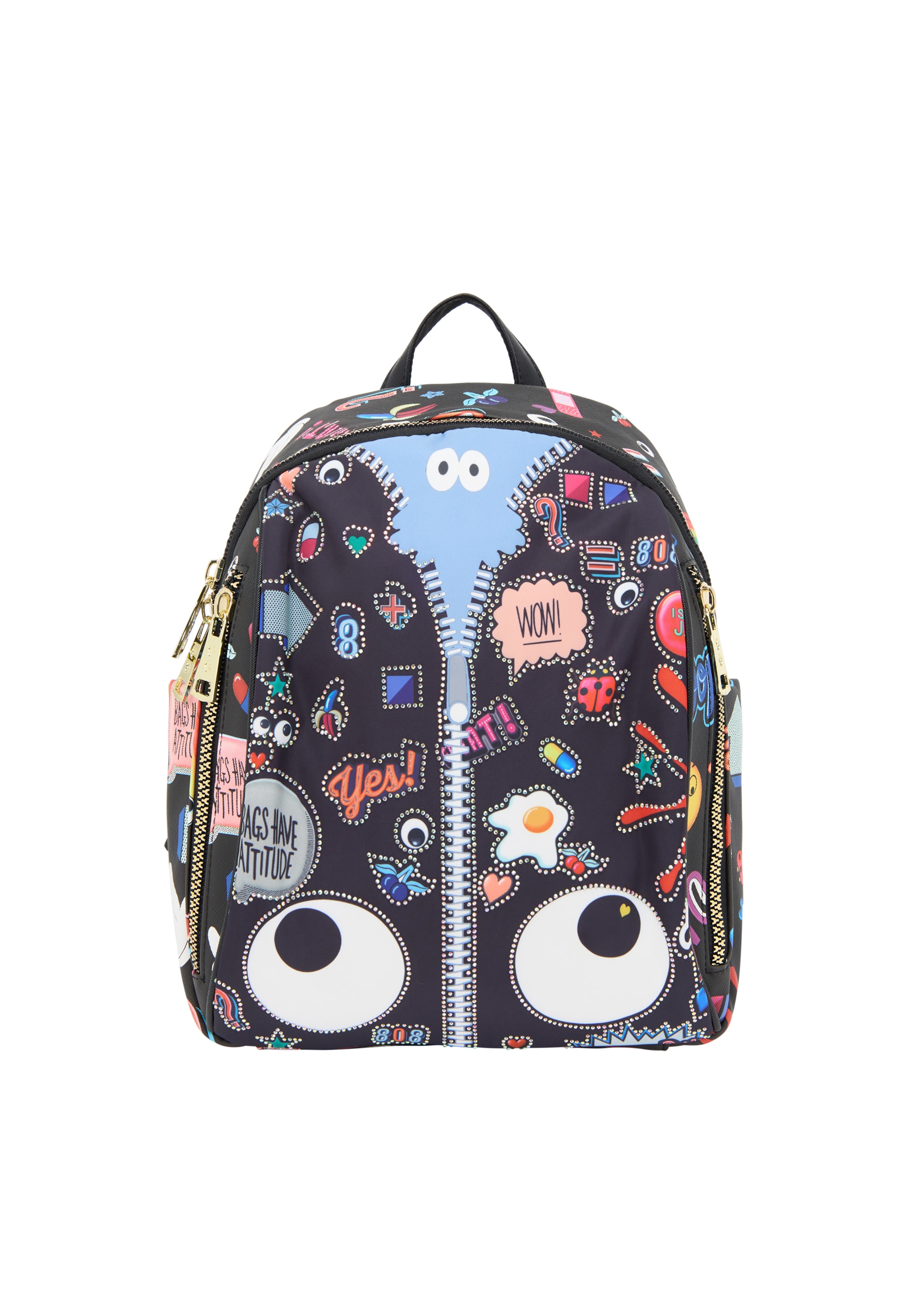 MYMO Rygsæk 'Pop Eyetheme' i lyseblå / rød / sort / hvid, Produktvisning