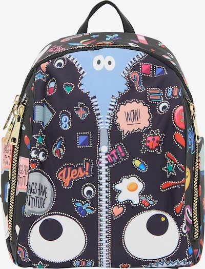 MYMO Rucksack 'Pop Eyetheme' in One Size in hellblau / rot / schwarz / weiß, Produktansicht