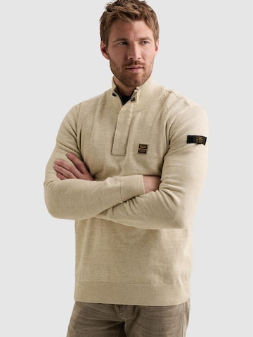 PME Legend Trui 'Pullover with half-zip and raglan sleeves' in Beige: voorkant