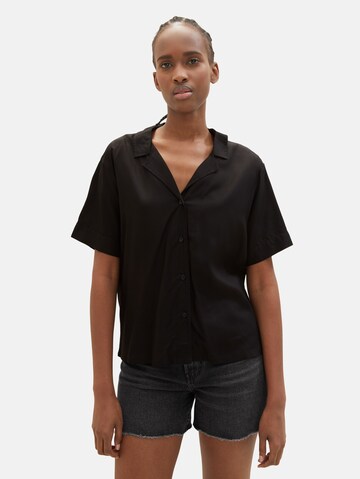 TOM TAILOR DENIM Bluse in Schwarz: predná strana