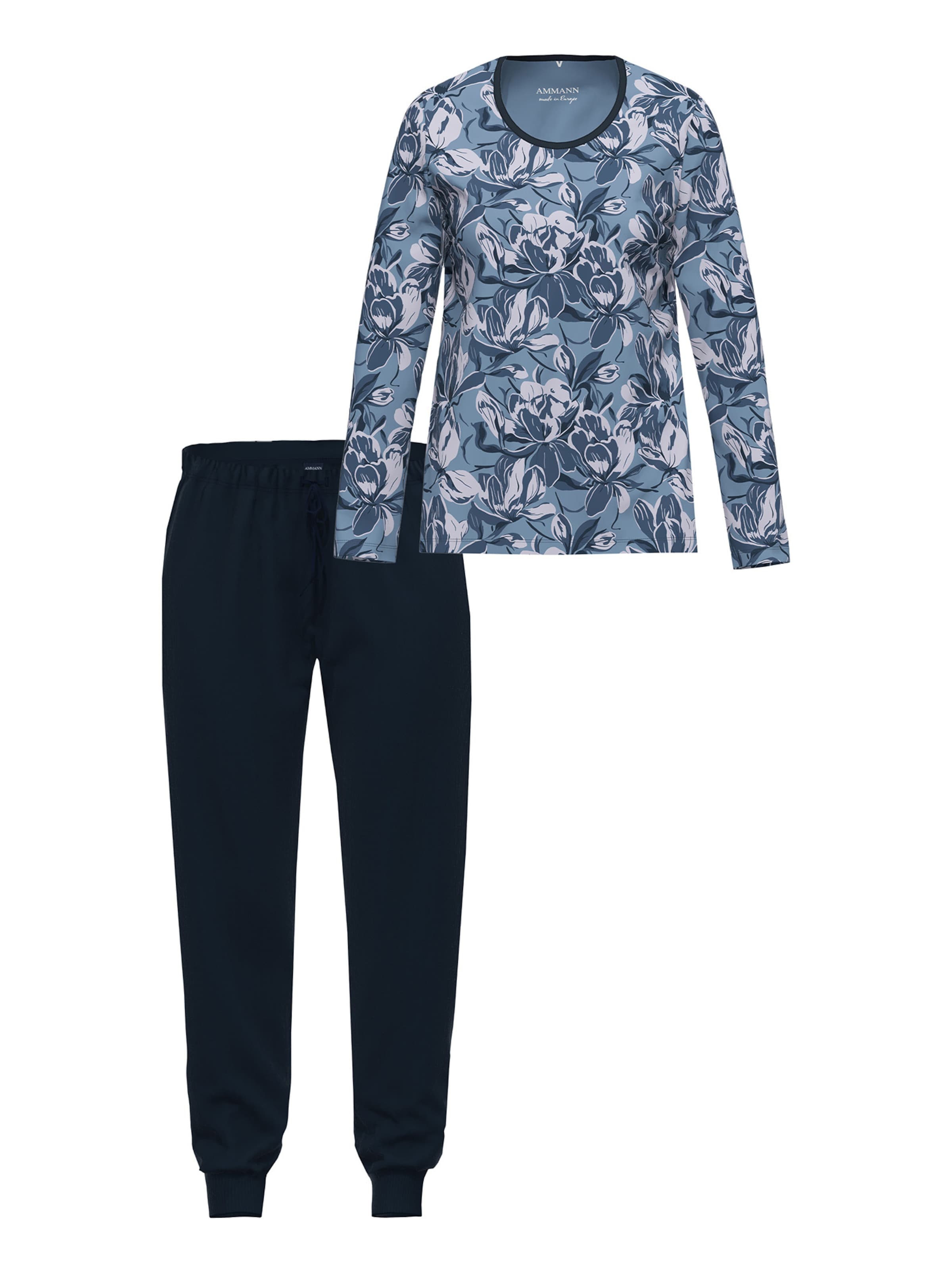 Ammann Pajama 'Night & Home' in Blue: front