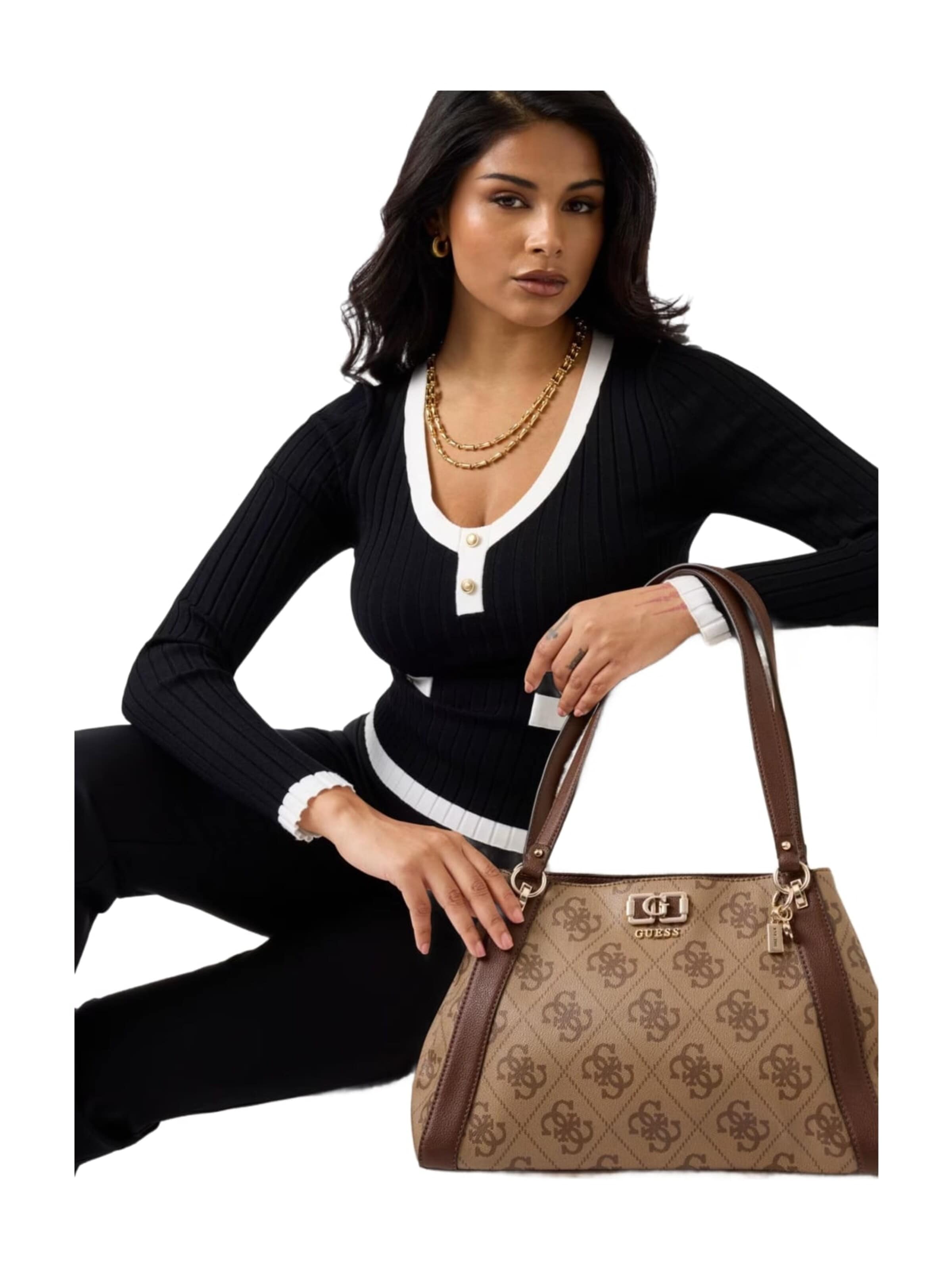 Sac bandoulière GUESS en marron : devant