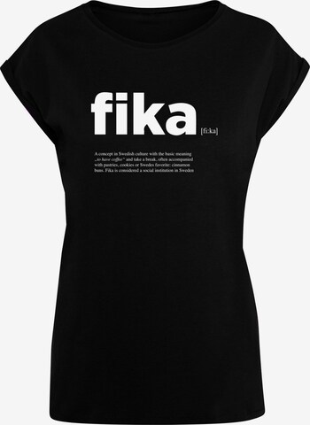 Mister Tee Shirt 'Fika Definition' in Zwart: voorkant