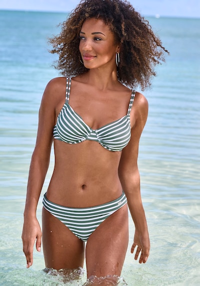 VENICE BEACH Bikiniöverdel 'Summer' i mörkgrön / vit, Produktvy
