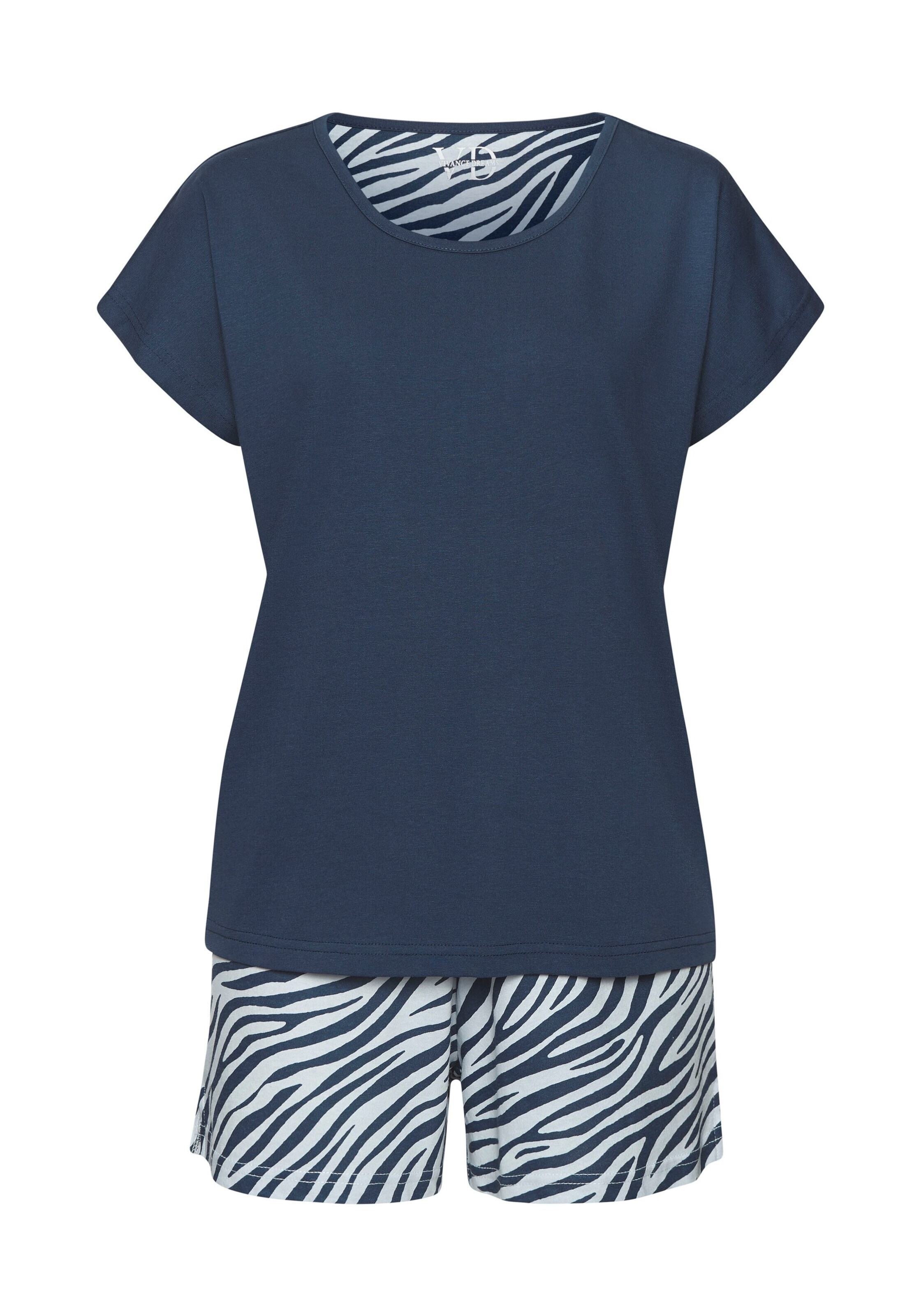 VIVANCE by LASCANA - Pijama de pantalón corto en azul: frente