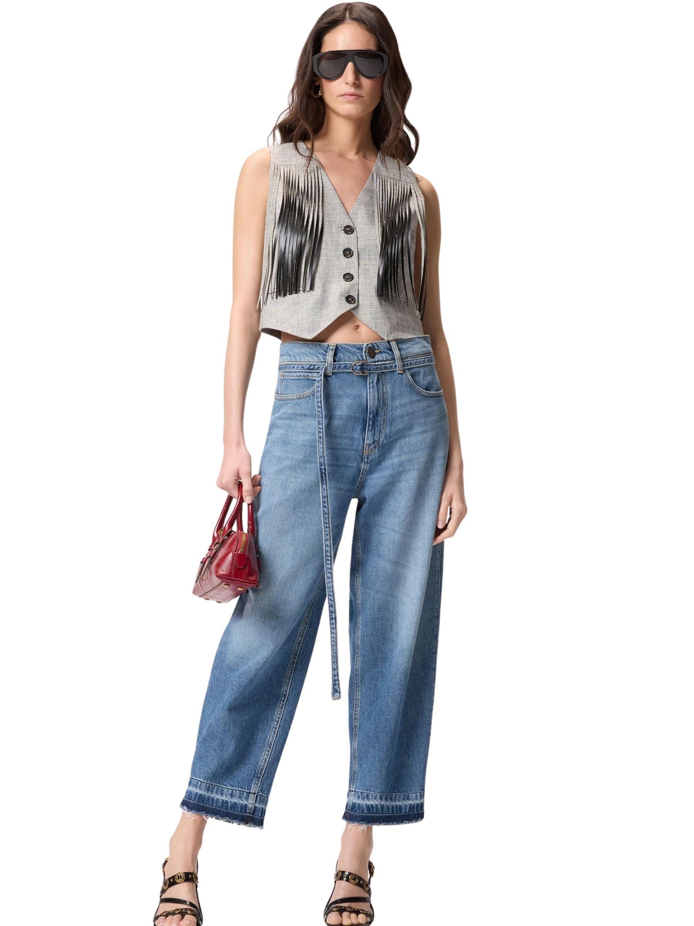 Regular Jean 'ESTELLE BELT EGG MEDIUM BLUE DENIM' PINKO en bleu : devant