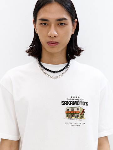 Pull&Bear T-Shirt 'SAKAMOTO' in Weiß