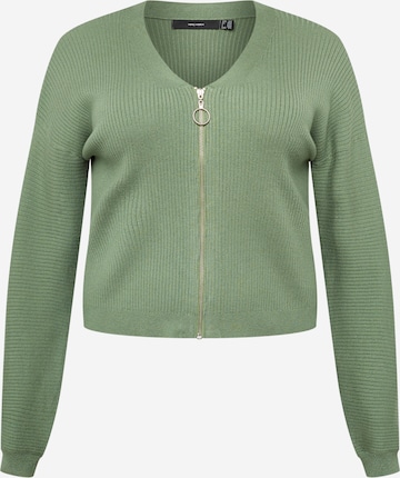 Vero Moda Curve Knit Cardigan 'GOLD' in Green: front