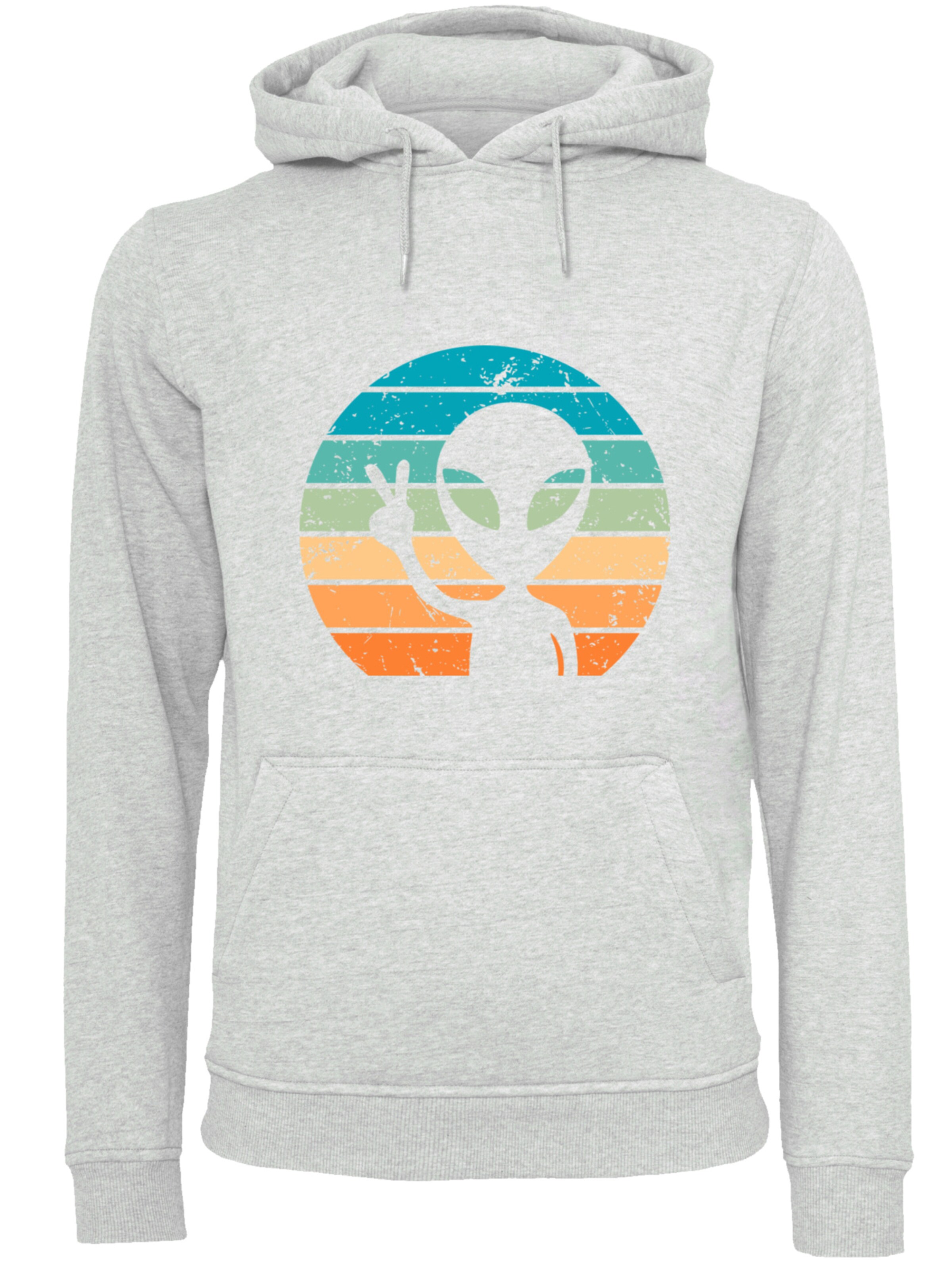 F4NT4STIC Sweatshirt 'Alien Piece Sonnenuntergang' in Grau: Vorderseite