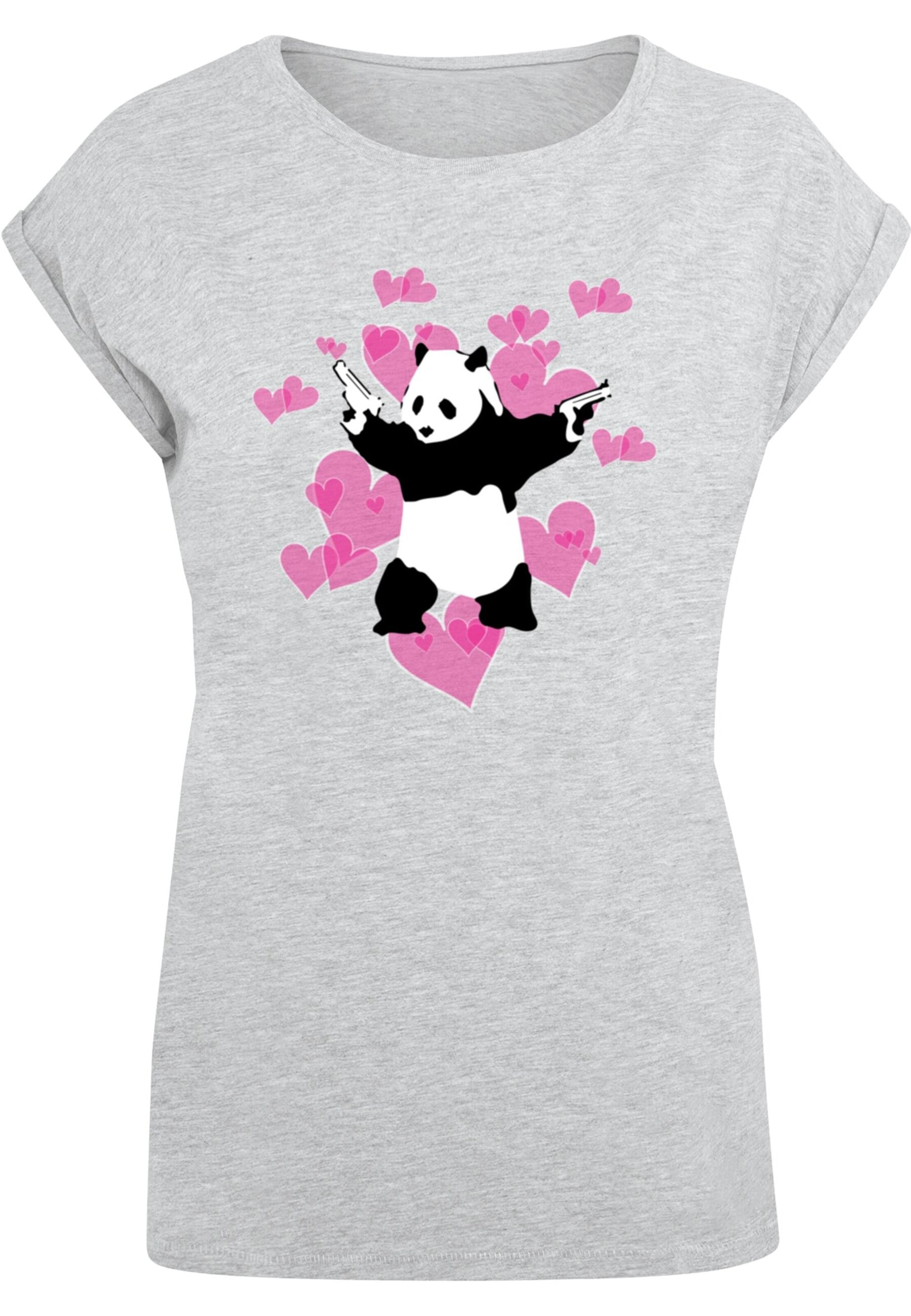 T-shirt 'Brandalised - Panda Guns With Hearts' Merchcode en gris : devant