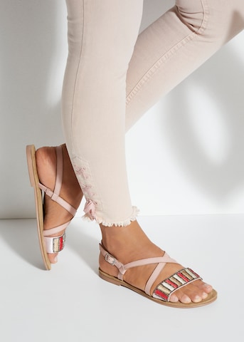 LASCANA Sandalen met riem in Roze