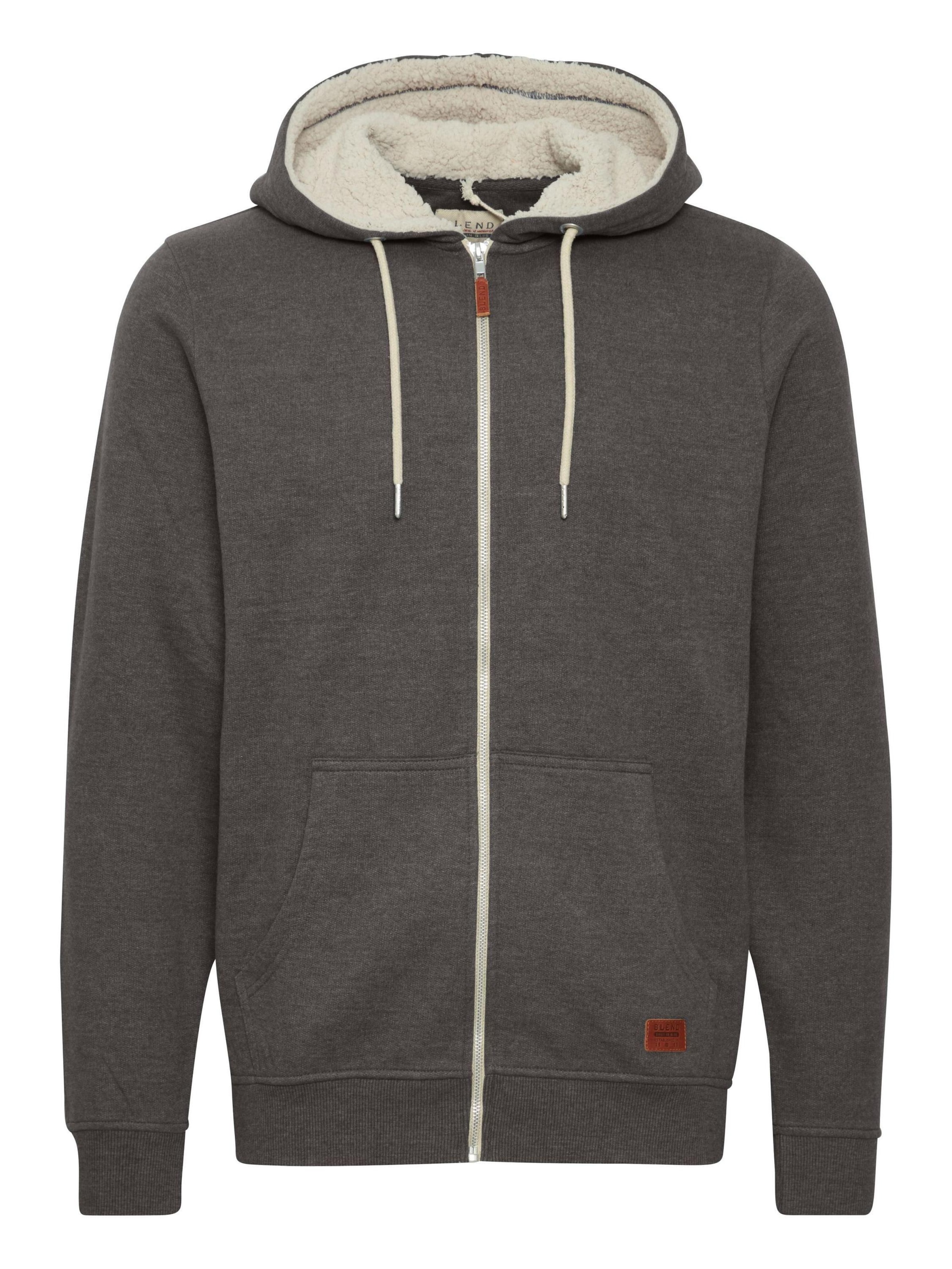 BLEND Sweatjacke 'Hulker Teddy' in Grau: Vorderseite