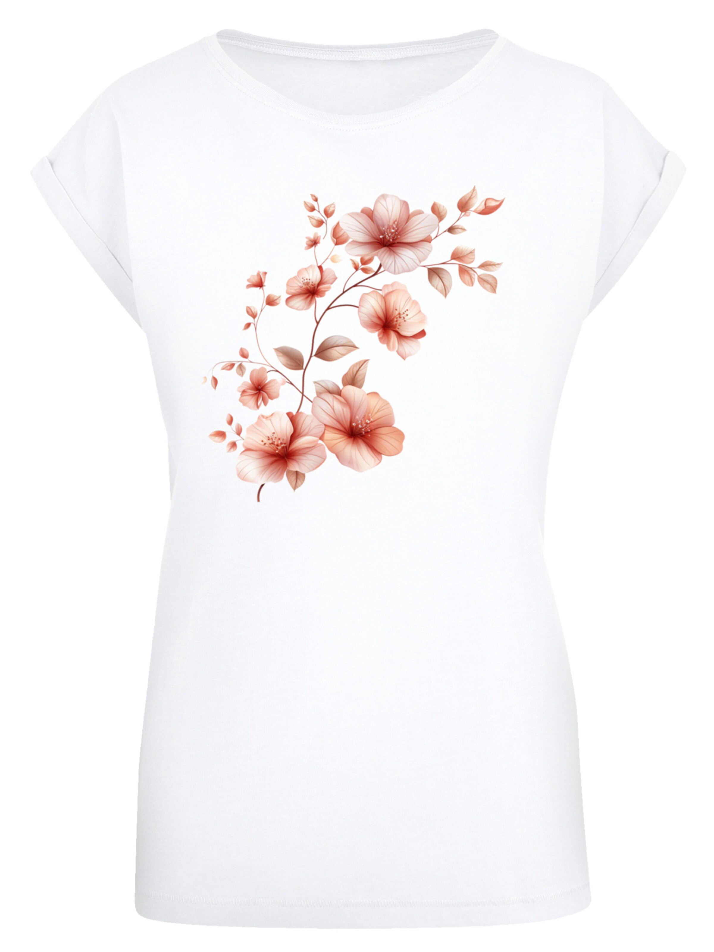F4NT4STIC Shirt 'Rosa Blumenzweig 3D' in White: front