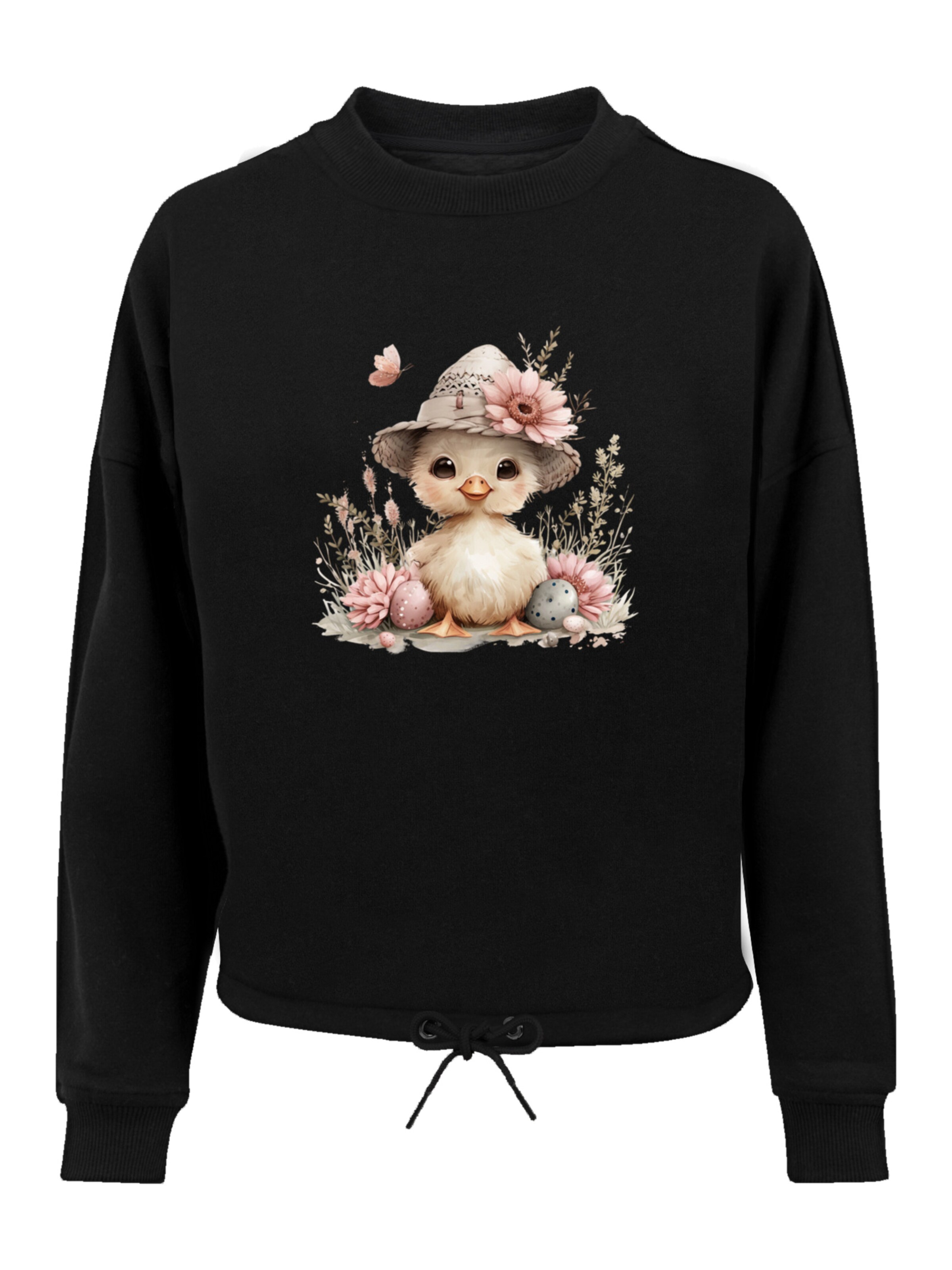 F4NT4STIC Sweatshirt 'Süßes Oster Küken mit Hut' in Black: front