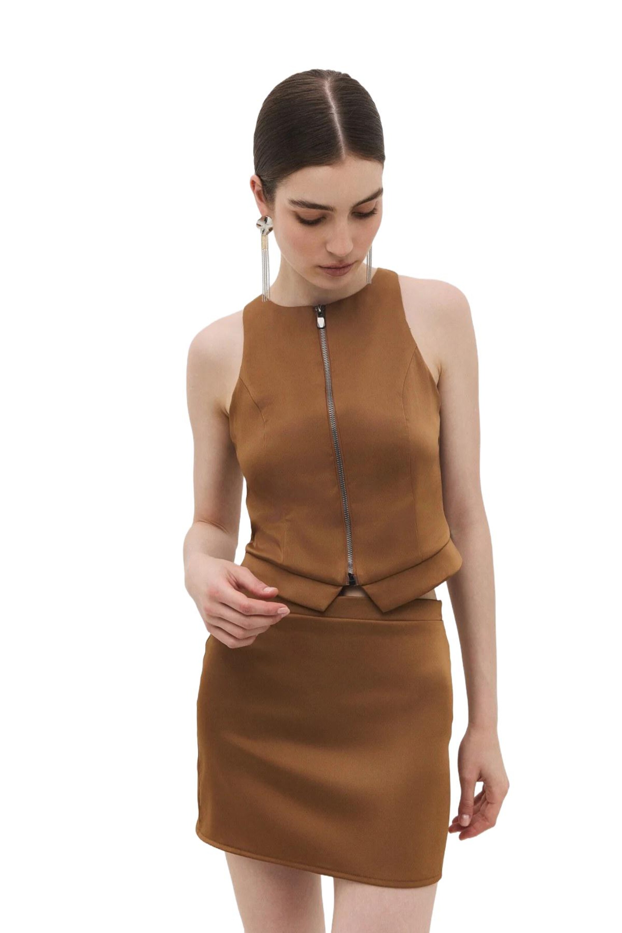 No Matter What Top in Braun: Vorderseite