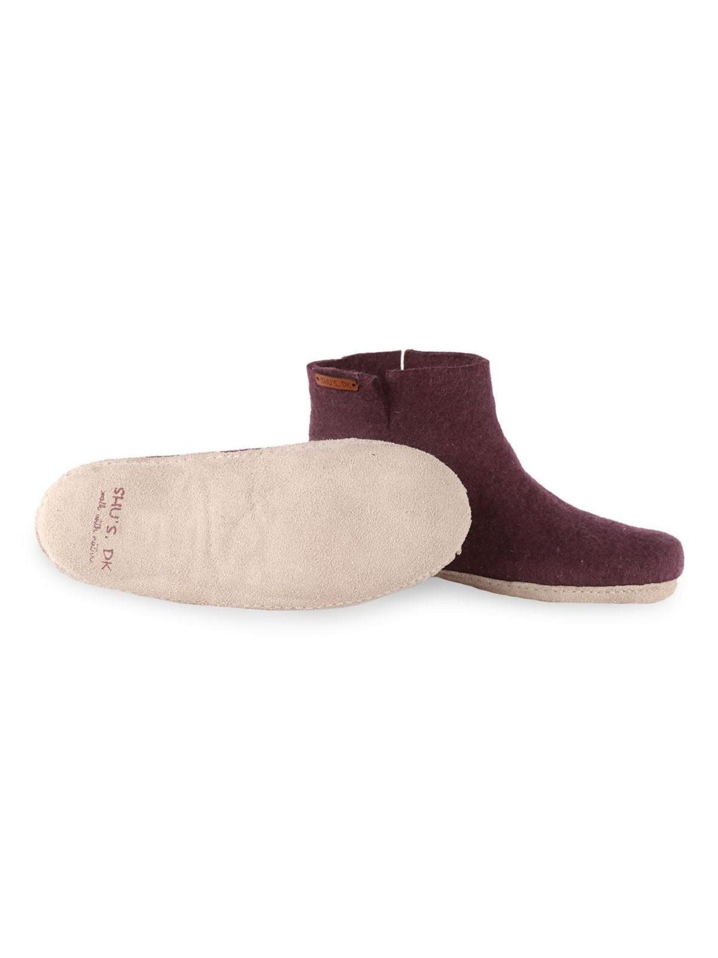 SHUS walk with nature Støvler 'Støvle af uld til Børn (100% ren uld)  m/sål i skind - Dansk Design fra SHUS' i lilla