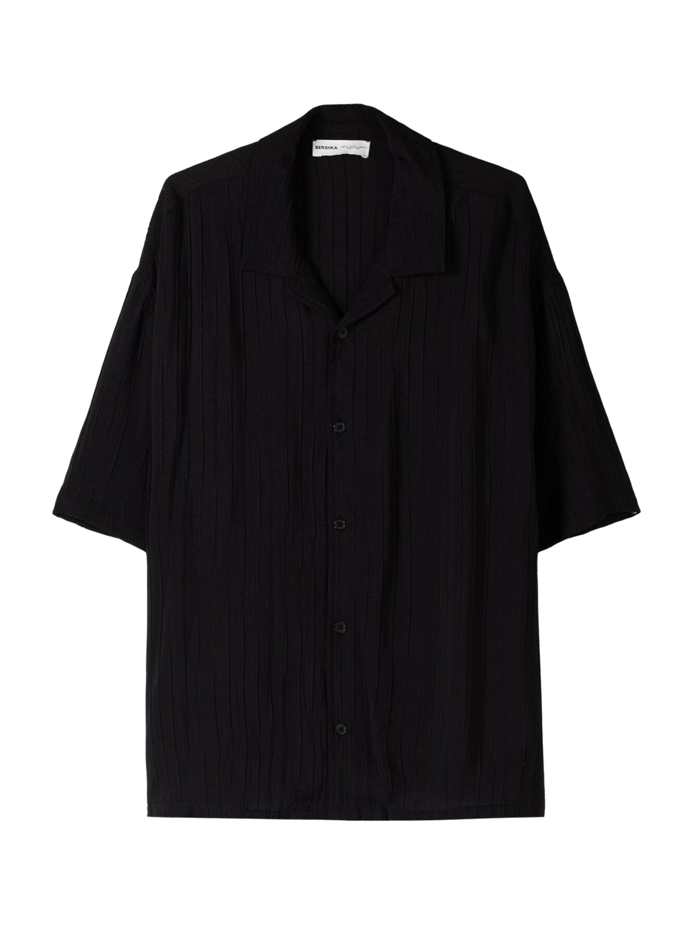 Bershka Regular fit Button Up Shirt in Black: front
