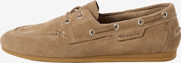 Tamaris Slipper 'Mokassin aus Leder' in Grau: Vorderseite