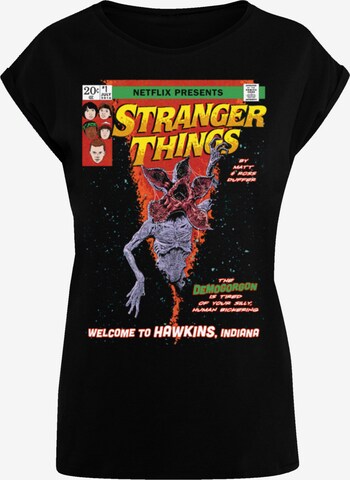 F4NT4STIC T-Shirt 'Stranger Things Comic Cover Netflix TV Series' in Schwarz: predná strana