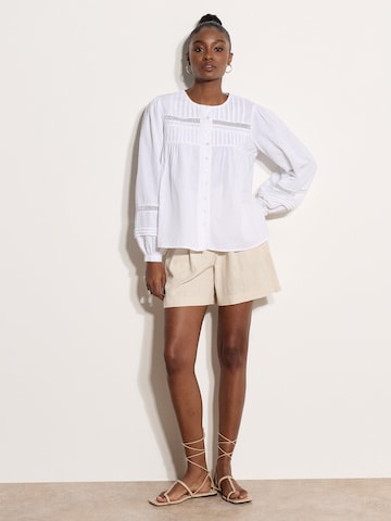 Apricot Pintuck Pleat Boho Blouse ' ' in Beige