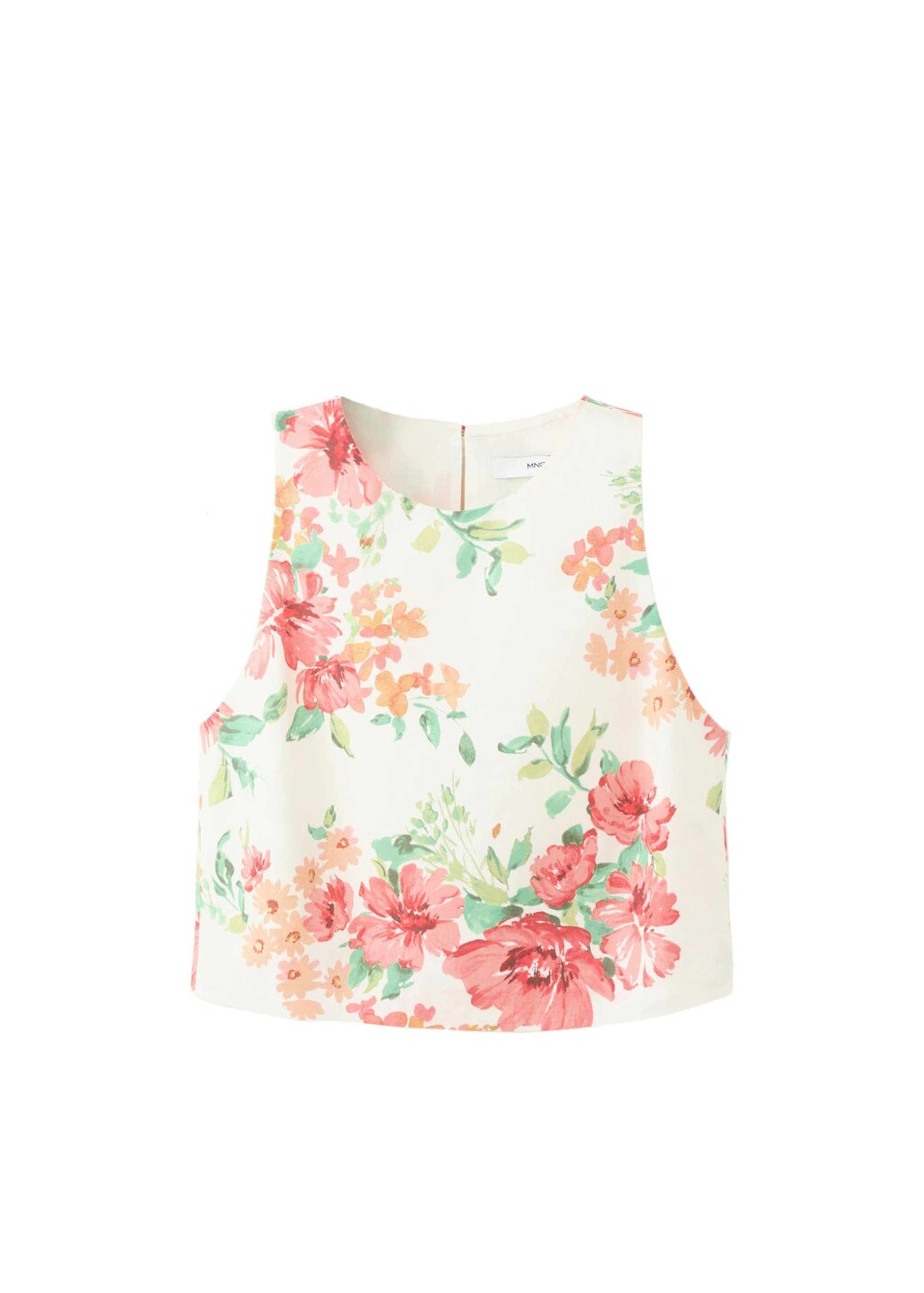 MANGO Top 'Nico-h' in Grass green / Apricot / Magenta / Wool white, Item view