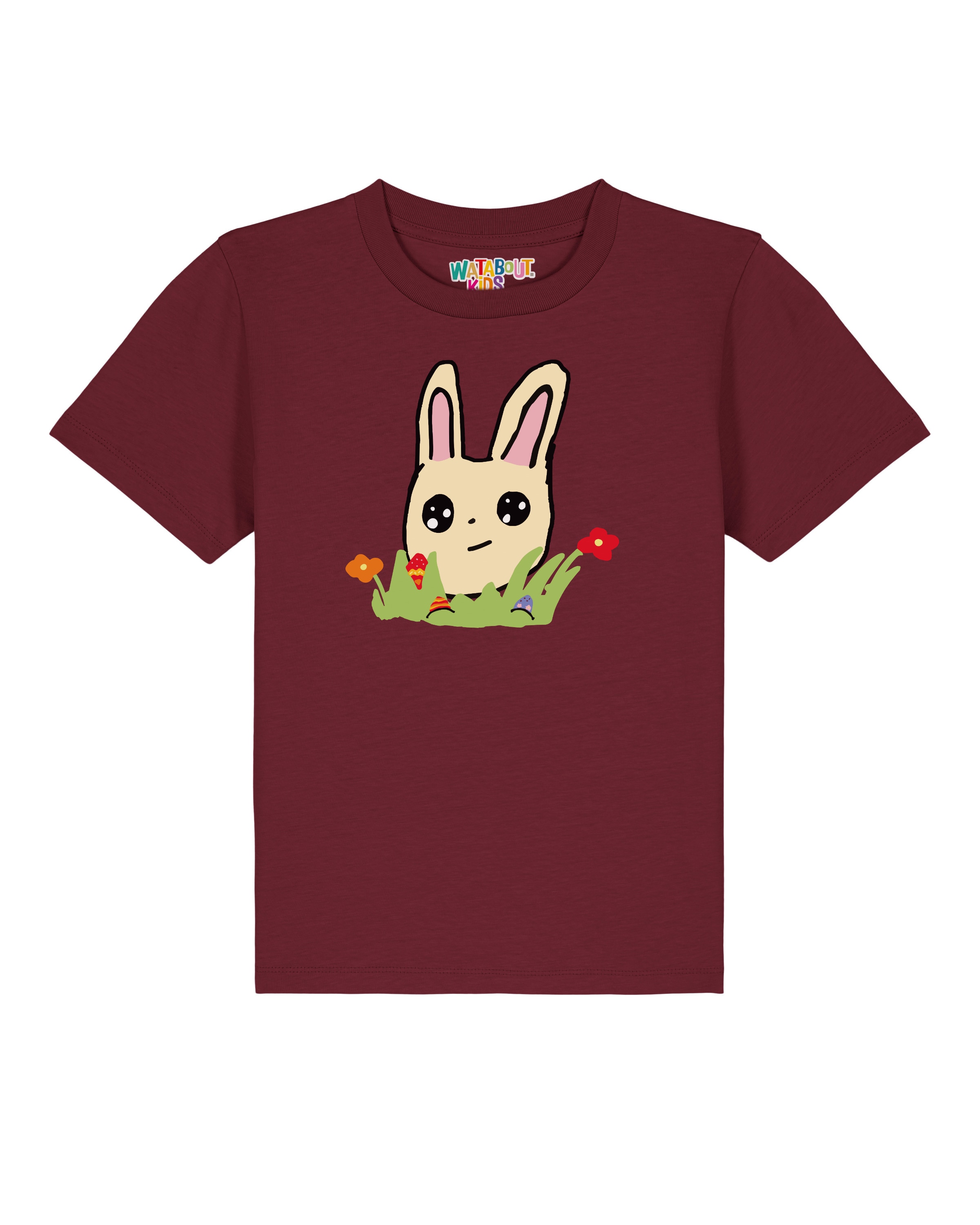 watabout.kids Shirt 'Osterhase Mit Blumen' in Red: front