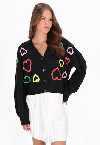 MYMO Knit cardigan in Black: front
