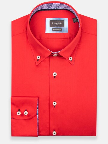 Slim fit Camicia business 'Roma Iconic Satin Man Shirt White' di 7Camicie in rosso: frontale