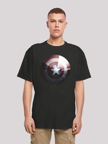 F4NT4STIC Shirt 'Marvel Captain America Shield Shiny' in Zwart: voorkant