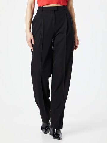 HUGO Tapered Pleated Pants 'Hasabu' in Black: front