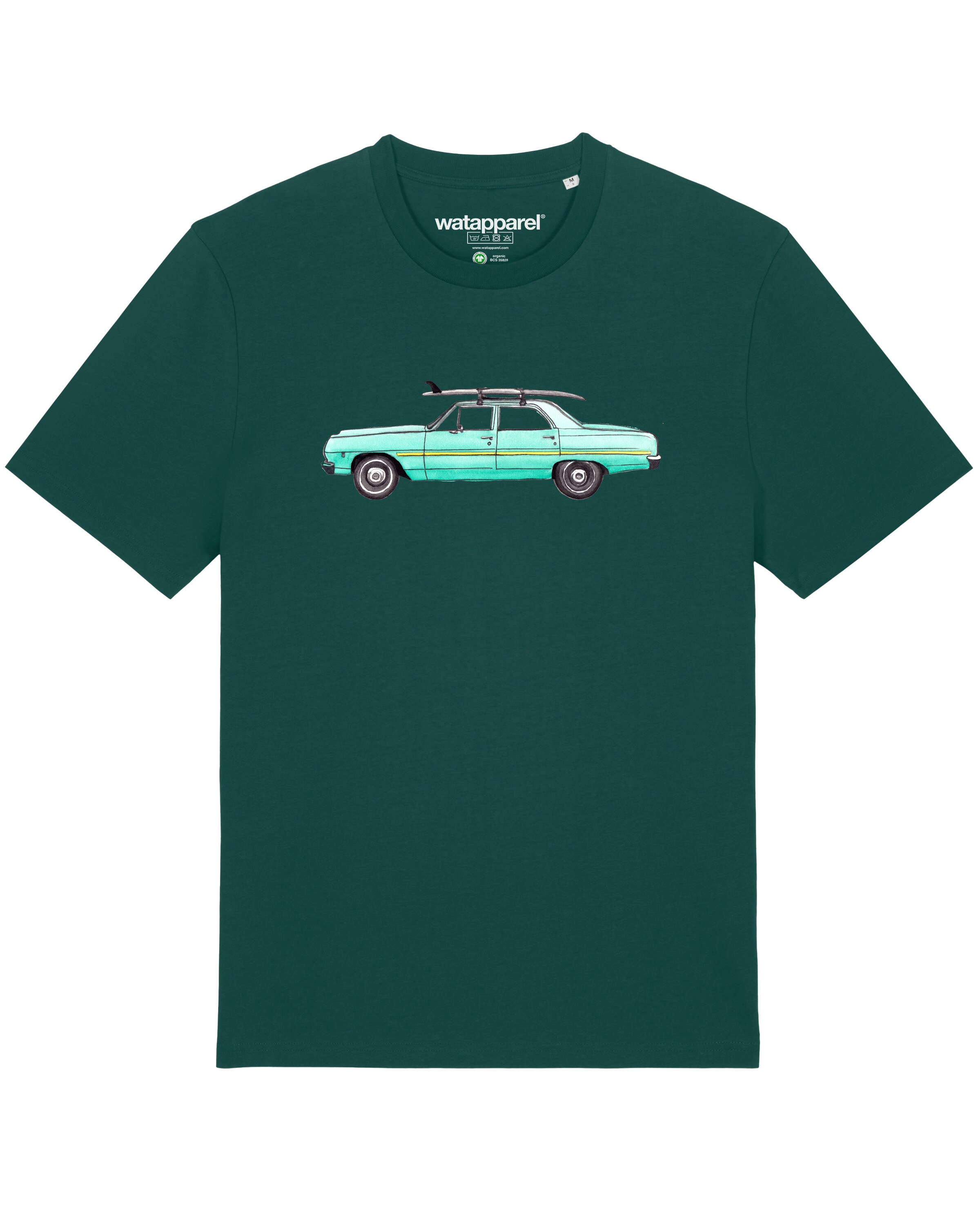Maglietta 'Surf Car' di Watapparel in verde: frontale