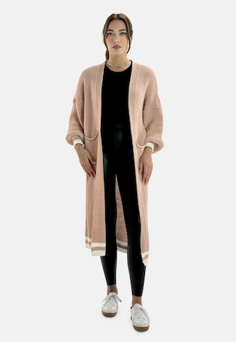 Cappotto in maglia di Elara in rosa: frontale