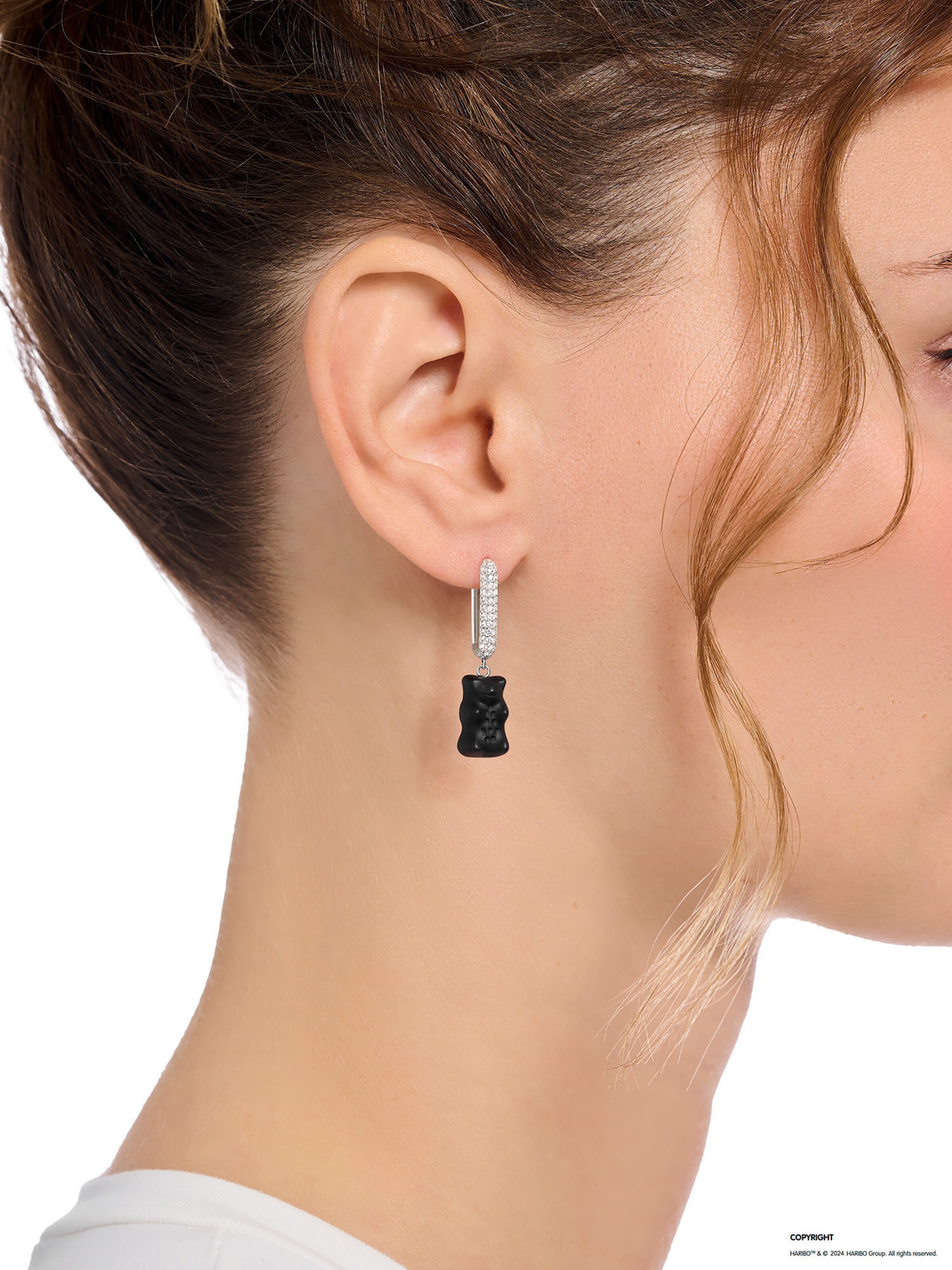 Thomas Sabo Einzel-Ohrring 'Thomas Sabo x Haribo' in Schwarz: Vorderseite