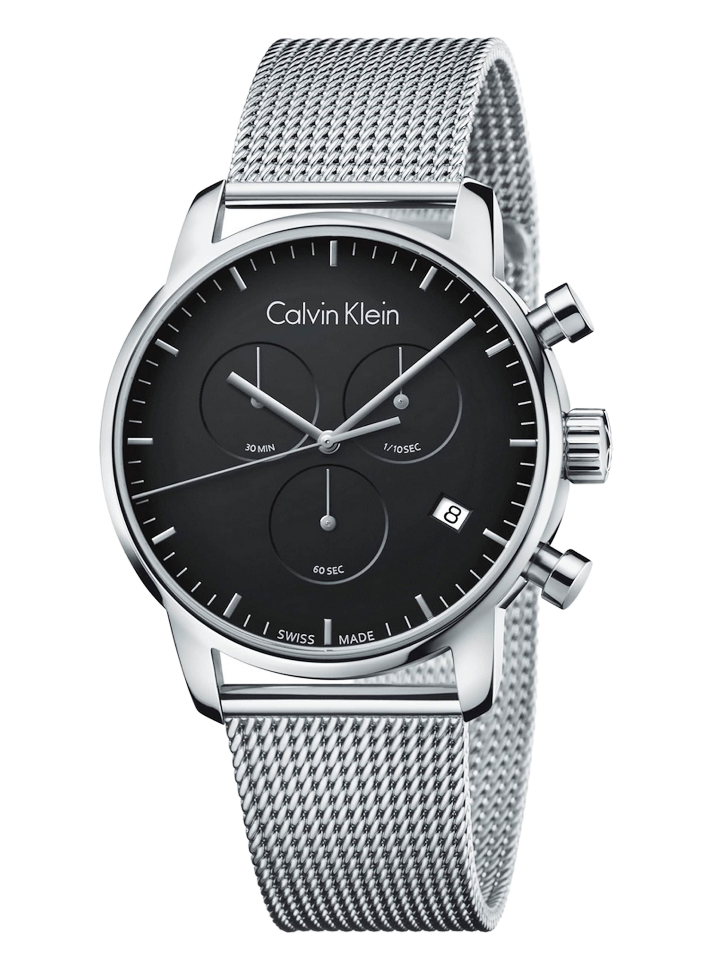 Calvin Klein Montre à affichage analogique 'City' en argent, Vue avec produit