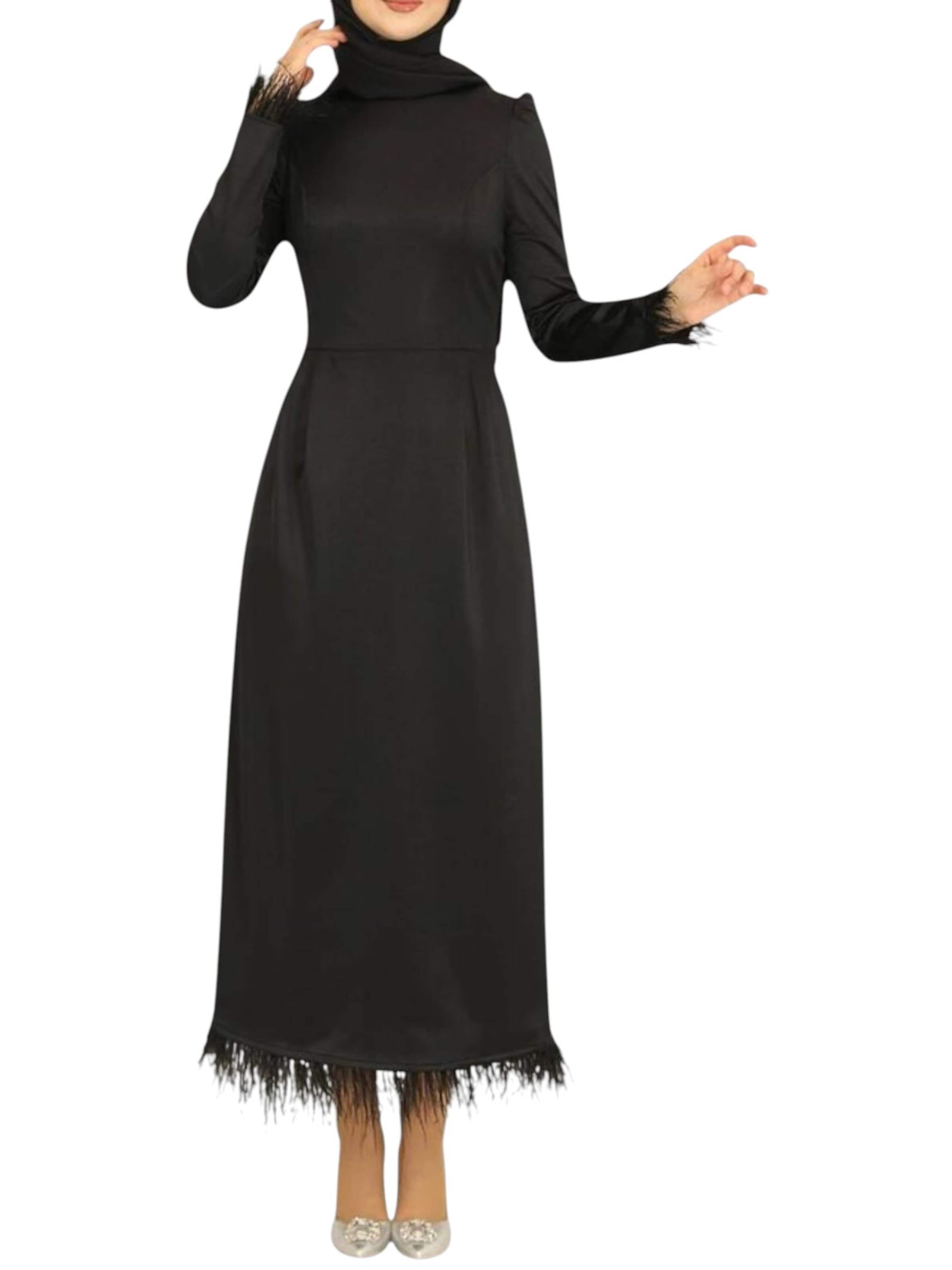 fashionshowcase Abendkleid 'Feather Grace'‌‌‌‌‌‌‌‌ in Schwarz