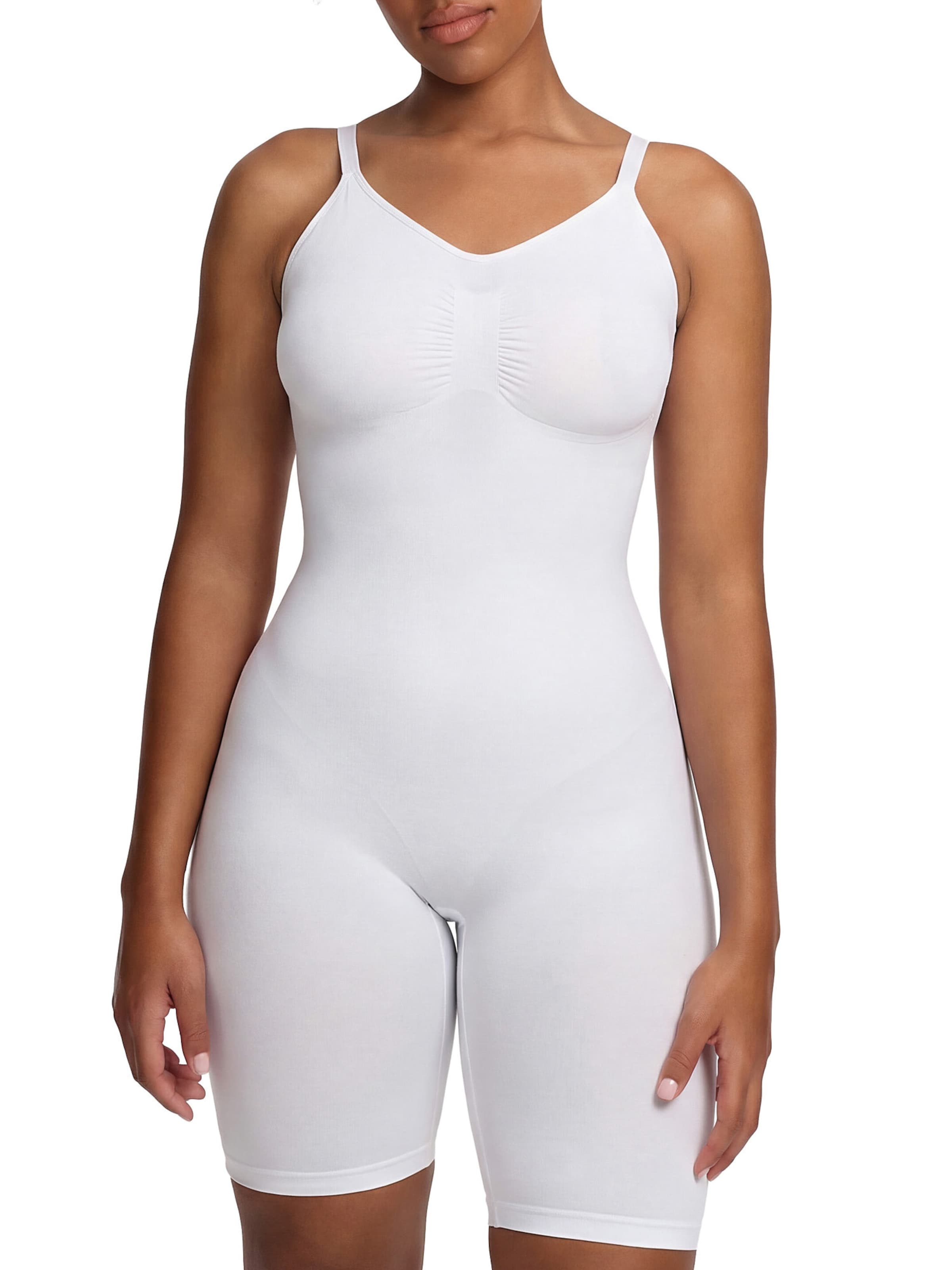 cfab by creamy fabrics Shapingbody 'Bodysuit Sculpting Shapewear mit Shorts' in Wit: voorkant