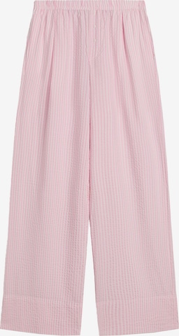 BershkaWide Leg/ Široke nogavice Hlače s naborima - roza boja: prednji dio