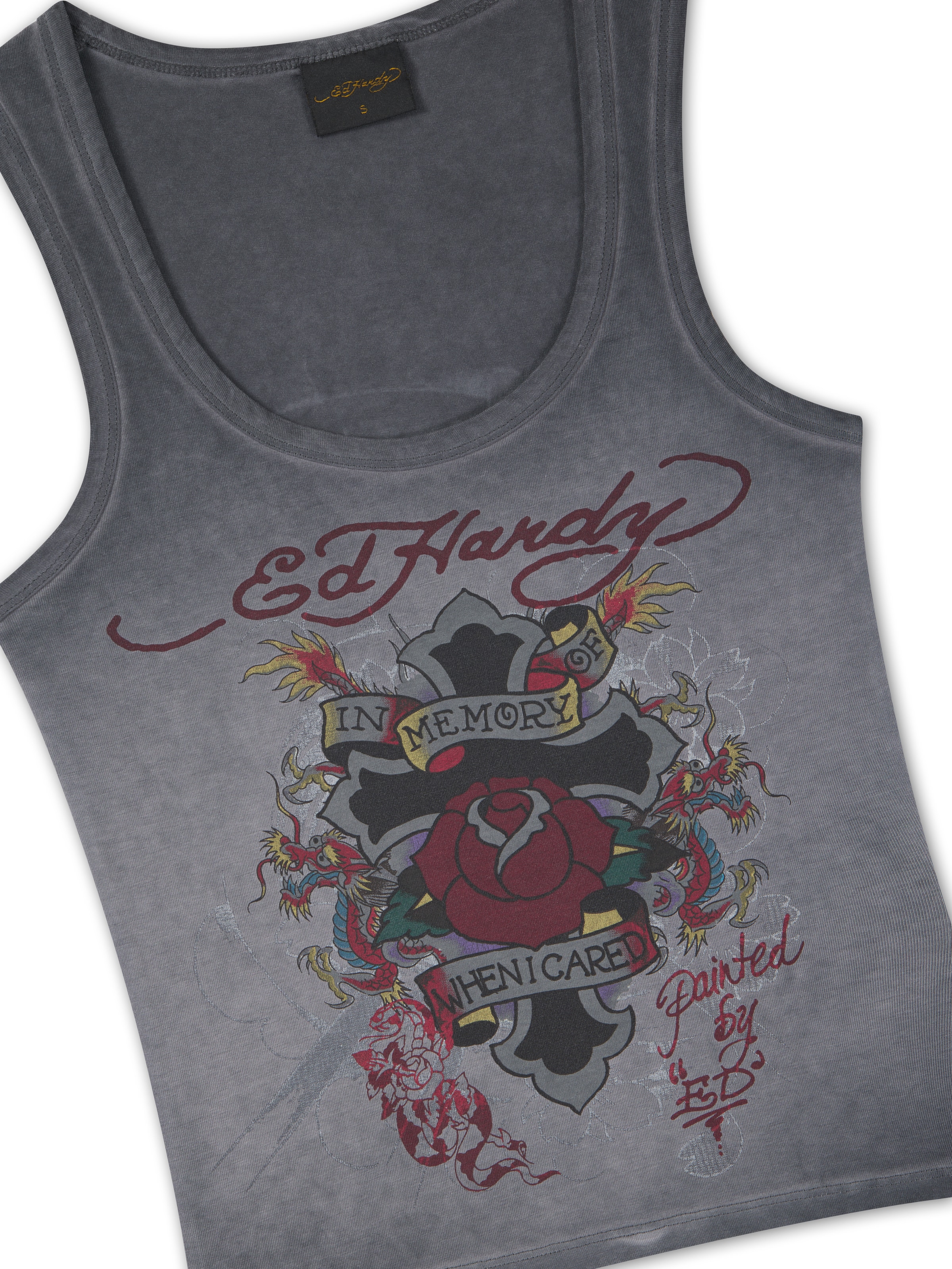Top 'In Memory of When I Cared' di Ed Hardy in nero