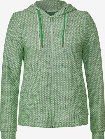 CECIL Zip-Up Hoodie 'Bouclé' in Green: front