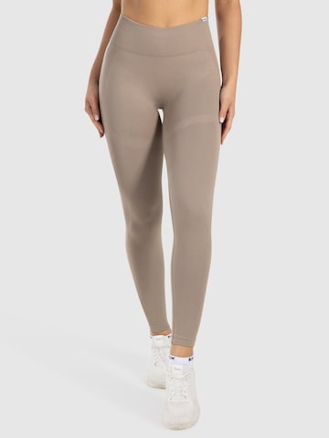 Smilodox Skinny Leggings ' Infinite Batik Scrunch ' in Braun: Vorderseite