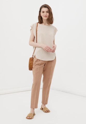 Finn Flare Sommerbluse 'Print' in Beige