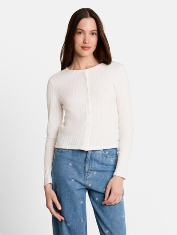 TOM TAILOR DENIM Knit Cardigan in White: front