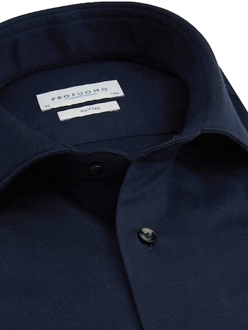 Profuomo Slim fit Button Up Shirt 'Knitted' in Blue
