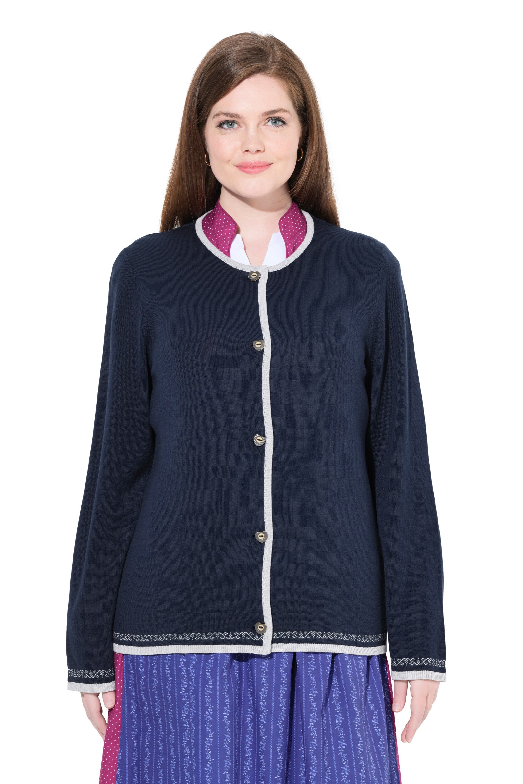 Ulla Popken Strickjacke in Blau: Vorderseite