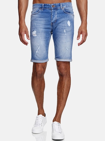 Reslad Regular Jeans 'Jeans Shorts Destroyed Used Washed' in Blau: Vorderseite