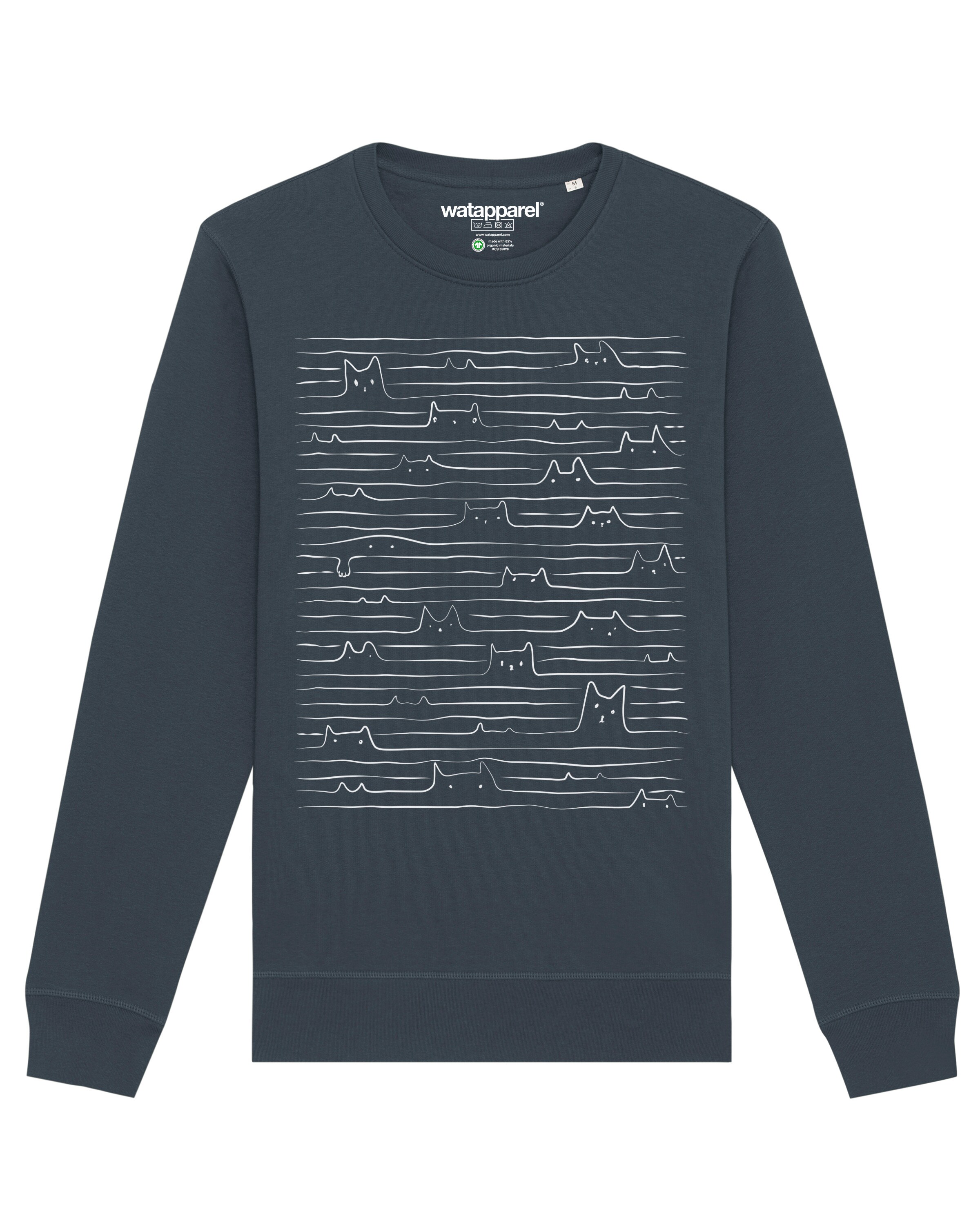 Watapparel Sweatshirt ' Doodle Cats ' in Grijs: voorkant
