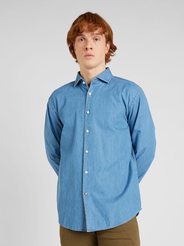 Coupe regular Chemise 'HAL' BOSS Black en bleu : devant