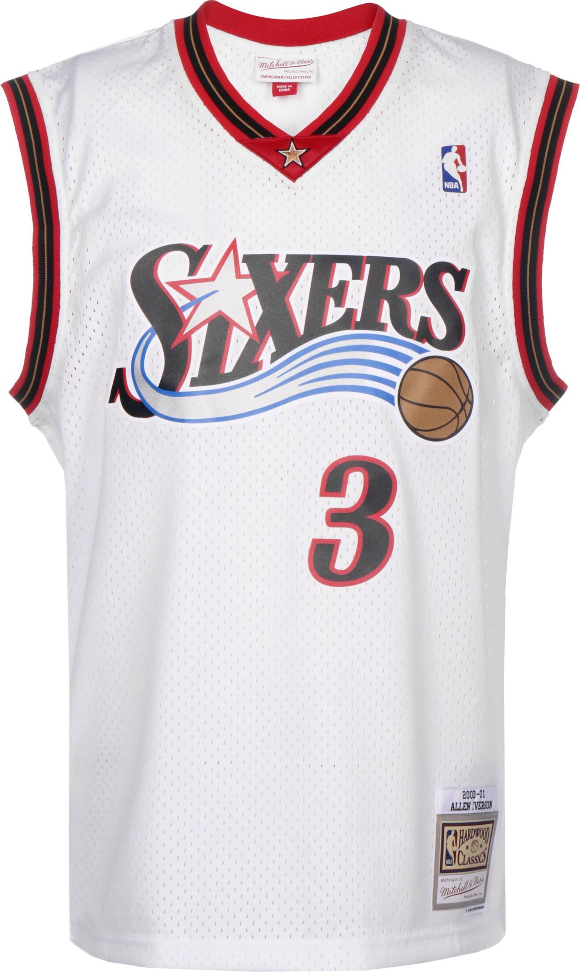 Maglietta 'NBA Swingman Philadelphia 76ers - Allen Iverson' di Mitchell & Ness in bianco: frontale