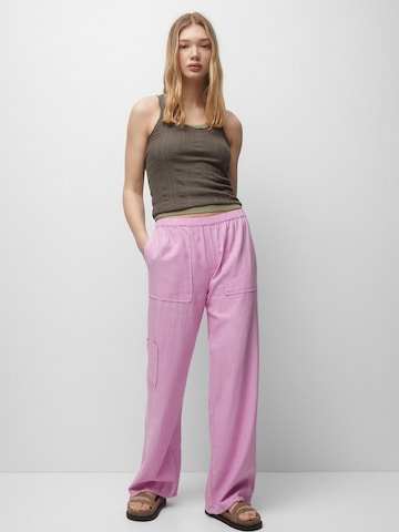 Pull&Bear Loosefit Kalhoty – pink: přední strana