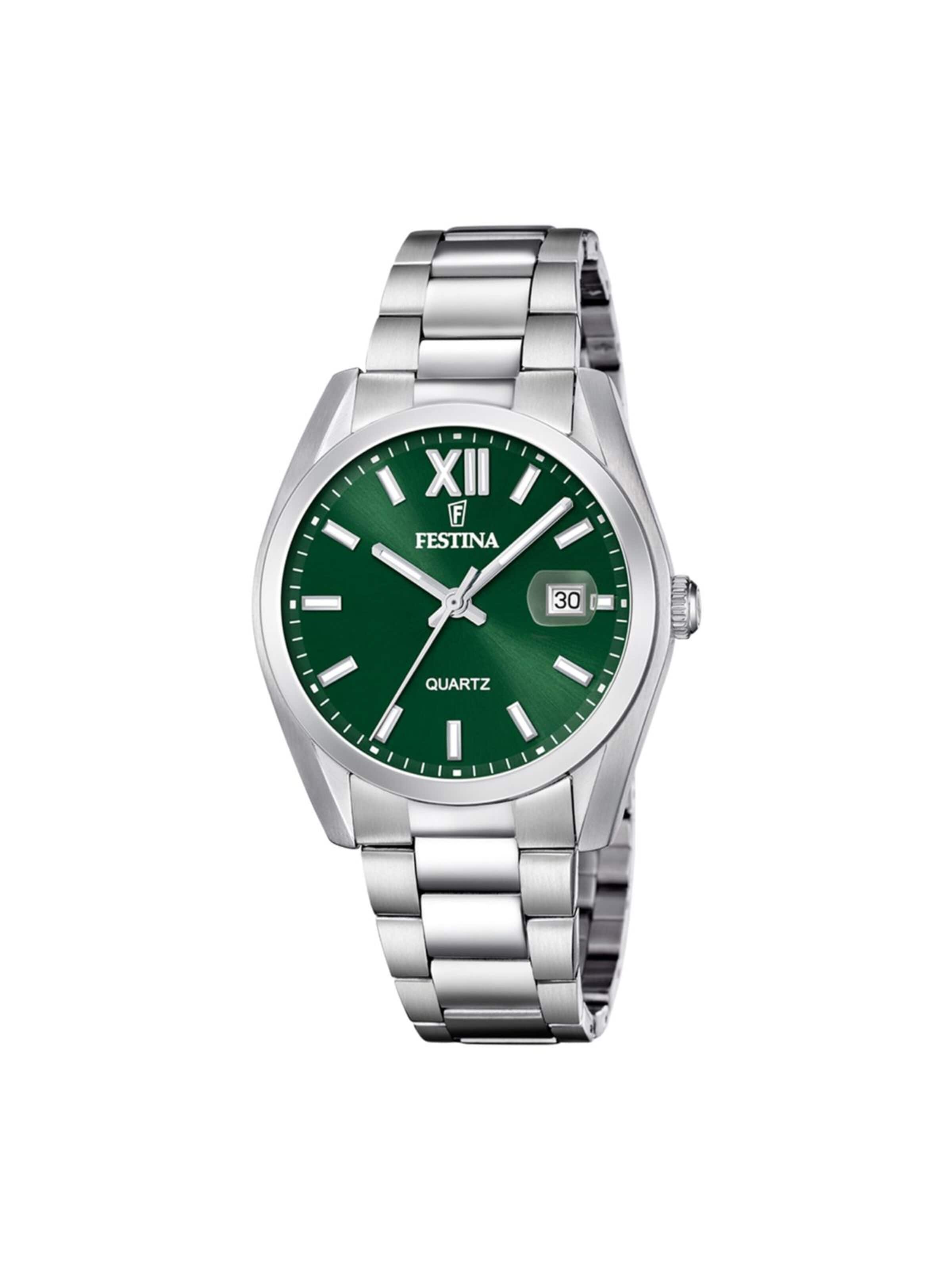 FESTINA Analoog horloge 'Festina - Watch Acero Clasico - Quartz watch movement - Watch case width: 40 mm' in Groen: voorkant